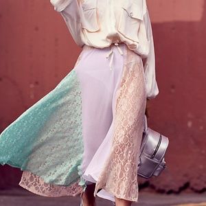 Free People Multi-Color Lace Maxi Skirt